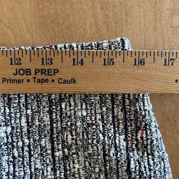 Theory Skirt 6 Small Mini Tweed Knit Raw Hem Exposed Zip Black White Red Boho - Picture 11 of 14